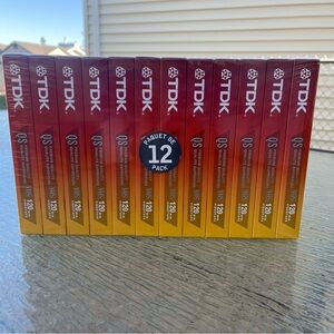TDK Premium Quality VHS T-120 QS 6 Hour Sealed Tapes Pack of 12